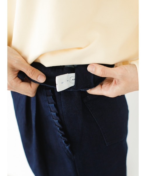 SLURR（スラ―）の「【大きいサイズ】ストレッチタックデニムパンツ（デニムパンツ・レディース・ピンク系その他3/ダークブラウン/インディゴブルー・L）」の16枚目の写真