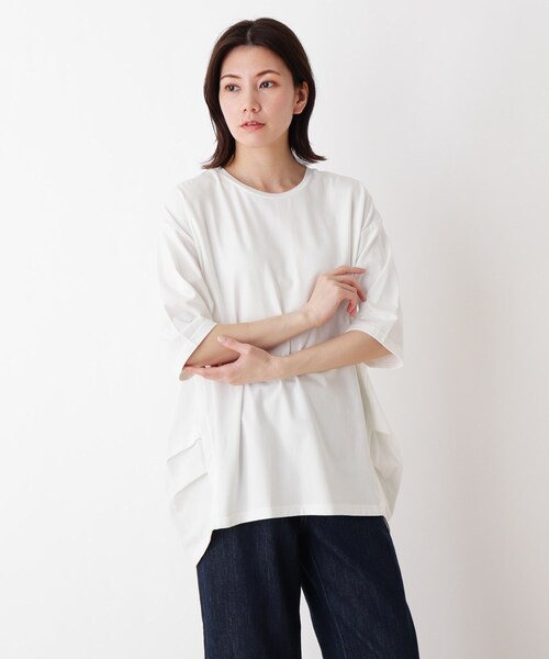 SHOO・LA・RUE（シューラルー）の「◆SUPIMAコットンサイドタックプルオーバー（Tシャツ/カットソー・レディース・ホワイト系/ブラック/ライトグリーン/ピンク系/ベージュ系2/ホワイト系その他3・03/04/02）」の3枚目の写真