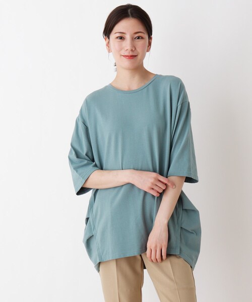 SHOO・LA・RUE（シューラルー）の「◆SUPIMAコットンサイドタックプルオーバー（Tシャツ/カットソー・レディース・ホワイト系/ブラック/ライトグリーン/ピンク系/ベージュ系2/ホワイト系その他3・03/04/02）」の5枚目の写真