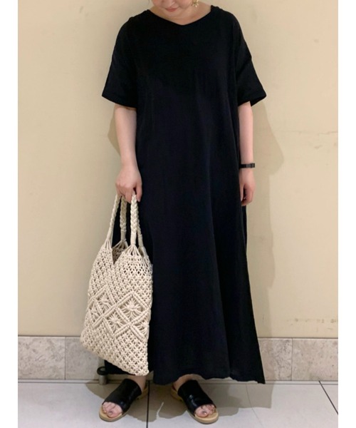 Samansa Mos2（サマンサ モスモス）の「半袖プルオーバーワンピース（ワンピース・レディース・ブラック/パープル/ブルー/キャメル・ﾌﾘ-）」の2枚目の写真