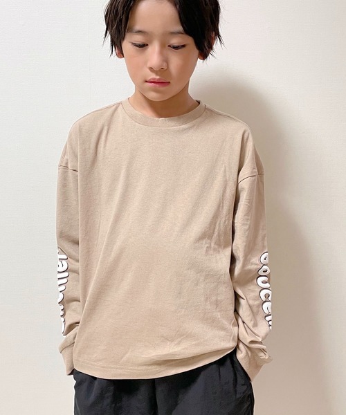 JAM & LINK（ジャムアンドリンク）の「コットン100％ ロゴプリントTシャツ（Tシャツ/カットソー・キッズ・チャコールグレー/カーキ/ホワイト系その他/ライトグリーン/ブラック/ベージュ/マスタード/ネイビー・100cm/110cm/130cm/150cm/140cm/120cm）」の5枚目の写真