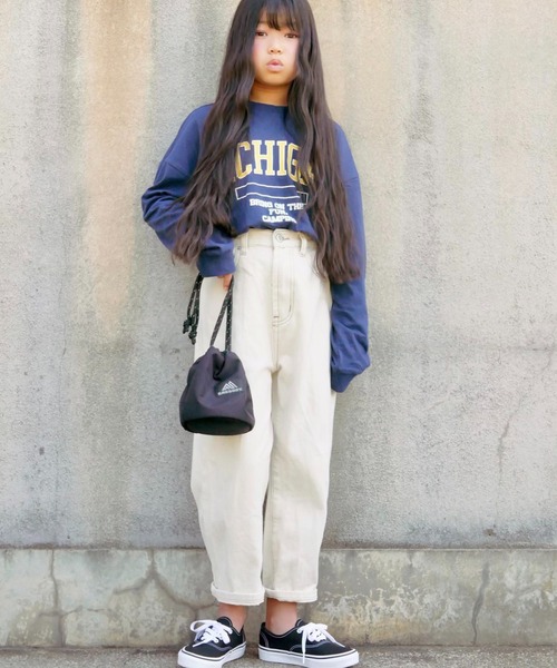 JAM & LINK（ジャムアンドリンク）の「コットン100％ ロゴプリントTシャツ（Tシャツ/カットソー・キッズ・チャコールグレー/カーキ/ホワイト系その他/ライトグリーン/ブラック/ベージュ/マスタード/ネイビー・100cm/110cm/130cm/150cm/140cm/120cm）」の7枚目の写真