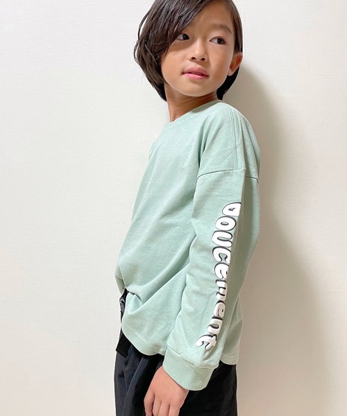 JAM & LINK（ジャムアンドリンク）の「コットン100％ ロゴプリントTシャツ（Tシャツ/カットソー・キッズ・チャコールグレー/カーキ/ホワイト系その他/ライトグリーン/ブラック/ベージュ/マスタード/ネイビー・100cm/110cm/130cm/150cm/140cm/120cm）」の6枚目の写真