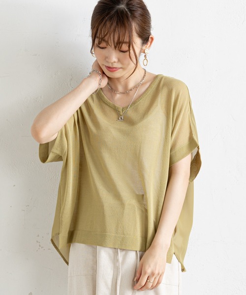 prose verse(プロズヴェール)の「後ろシフォンドッキングニット(ニット/セーター・レディース・ブラック/ベージュ/イエロー・フリ-)」の3枚目の写真