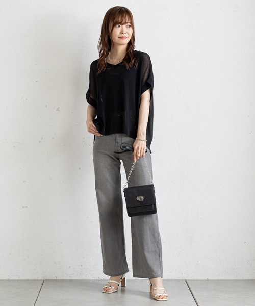 prose verse(プロズヴェール)の「後ろシフォンドッキングニット(ニット/セーター・レディース・ブラック/ベージュ/イエロー・フリ-)」の7枚目の写真