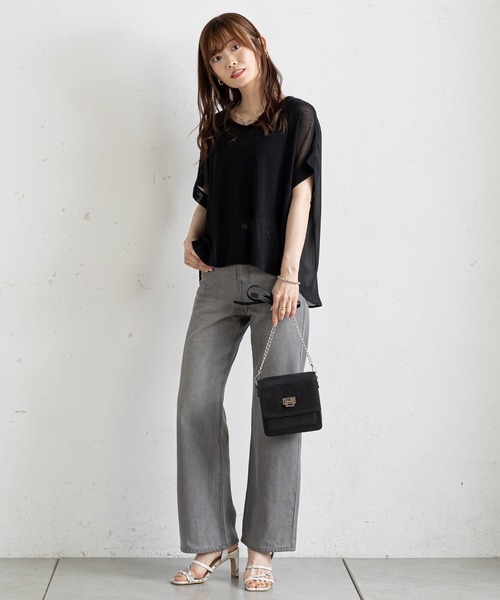 prose verse(プロズヴェール)の「後ろシフォンドッキングニット(ニット/セーター・レディース・ブラック/ベージュ/イエロー・フリ-)」の8枚目の写真