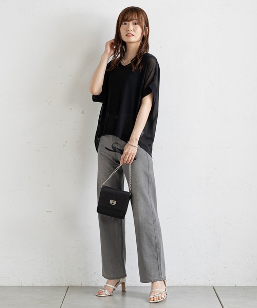 prose verse(プロズヴェール)の「後ろシフォンドッキングニット(ニット/セーター・レディース・ブラック/ベージュ/イエロー・フリ-)」の9枚目の写真