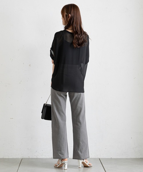 prose verse(プロズヴェール)の「後ろシフォンドッキングニット(ニット/セーター・レディース・ブラック/ベージュ/イエロー・フリ-)」の11枚目の写真