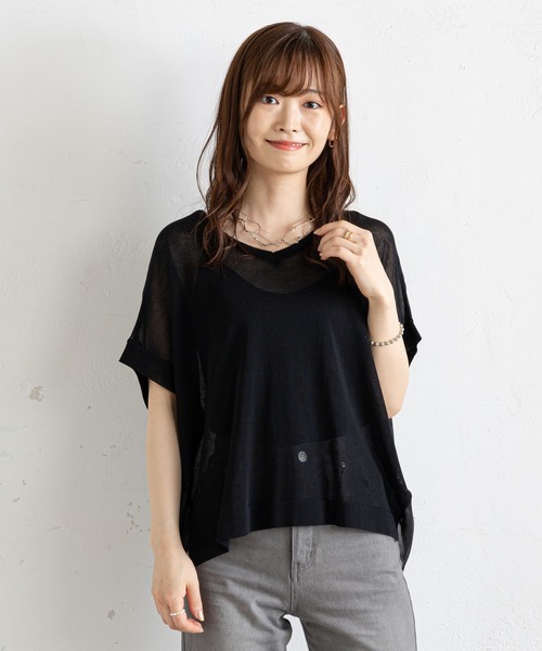 prose verse(プロズヴェール)の「後ろシフォンドッキングニット(ニット/セーター・レディース・ブラック/ベージュ/イエロー・フリ-)」の13枚目の写真