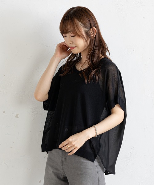 prose verse(プロズヴェール)の「後ろシフォンドッキングニット(ニット/セーター・レディース・ブラック/ベージュ/イエロー・フリ-)」の14枚目の写真