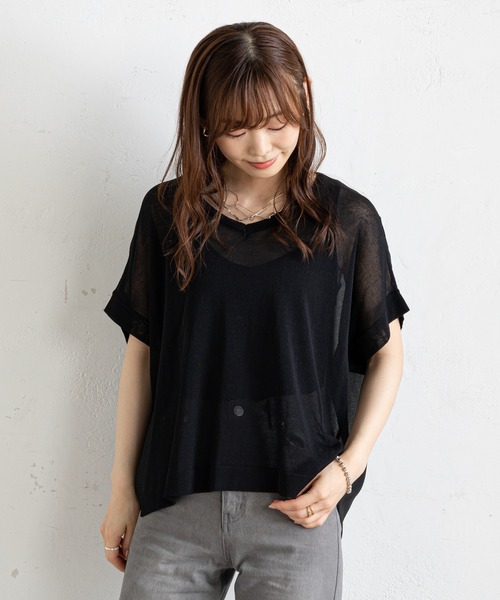 prose verse(プロズヴェール)の「後ろシフォンドッキングニット(ニット/セーター・レディース・ブラック/ベージュ/イエロー・フリ-)」の15枚目の写真