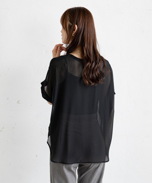 prose verse(プロズヴェール)の「後ろシフォンドッキングニット(ニット/セーター・レディース・ブラック/ベージュ/イエロー・フリ-)」の19枚目の写真