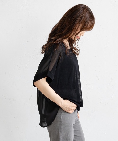 prose verse(プロズヴェール)の「後ろシフォンドッキングニット(ニット/セーター・レディース・ブラック/ベージュ/イエロー・フリ-)」の20枚目の写真