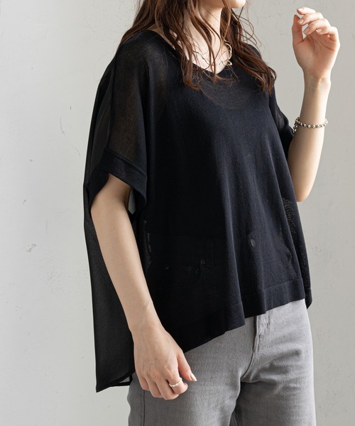 prose verse(プロズヴェール)の「後ろシフォンドッキングニット(ニット/セーター・レディース・ブラック/ベージュ/イエロー・フリ-)」の22枚目の写真