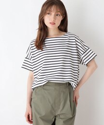 DRESKIP | 袖切替ボートネックボーダーTシャツ(Tシャツ/カットソー)