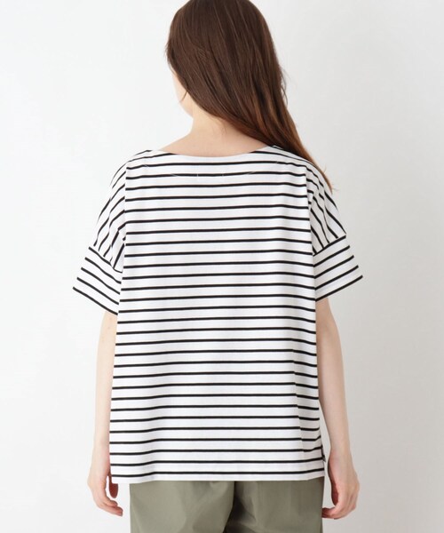 DRESKIP(ドレスキップ)の「◆袖切替ボートネックボーダーTシャツ(Tシャツ/カットソー・レディース・グレー系その他/ブラック系2/ベージュ系その他2/グリーン系3・02/04/03)」の7枚目の写真