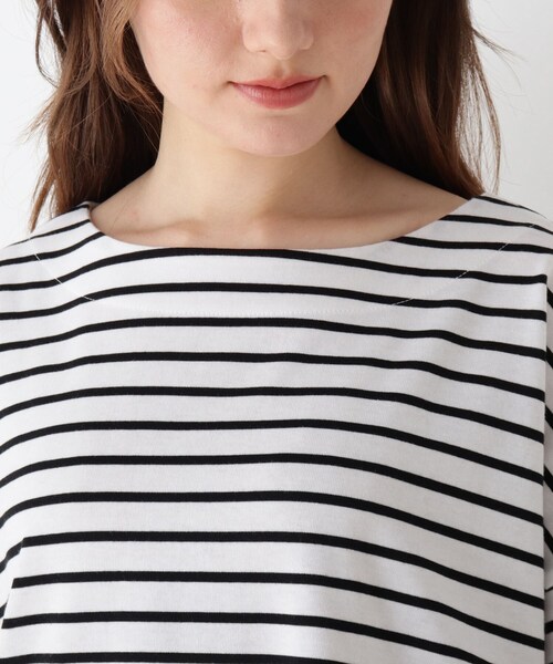 DRESKIP(ドレスキップ)の「◆袖切替ボートネックボーダーTシャツ(Tシャツ/カットソー・レディース・グレー系その他/ブラック系2/ベージュ系その他2/グリーン系3・02/04/03)」の8枚目の写真