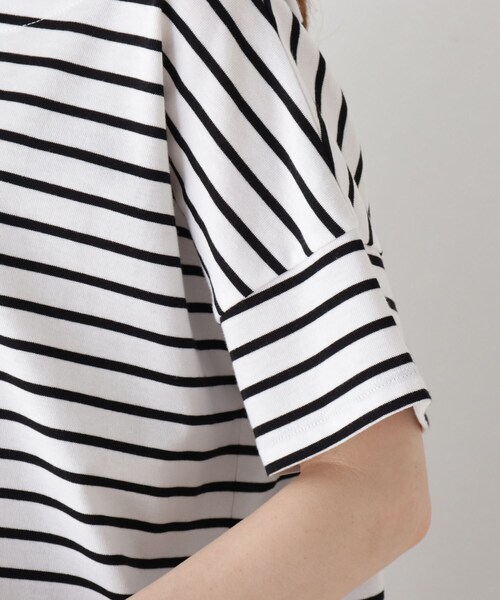DRESKIP(ドレスキップ)の「◆袖切替ボートネックボーダーTシャツ(Tシャツ/カットソー・レディース・グレー系その他/ブラック系2/ベージュ系その他2/グリーン系3・02/04/03)」の9枚目の写真