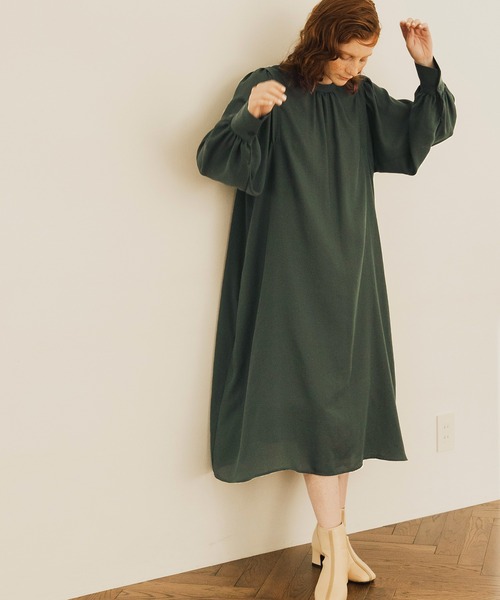 BONLECILL(ボンルシール)の「3Way 肩タック ロングシャツワンピース(シャツワンピース・レディース・モスグリーン/オフホワイト/ブラック・FREE)」の14枚目の写真