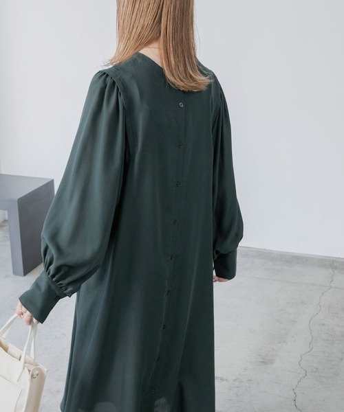 BONLECILL(ボンルシール)の「3Way 肩タック ロングシャツワンピース(シャツワンピース・レディース・モスグリーン/オフホワイト/ブラック・FREE)」の20枚目の写真