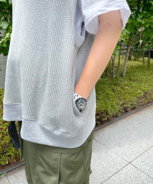 WHO'S WHO gallery（フーズフーギャラリー）の「【KOOKY'N/クーキー】ワッフルベスト（ベスト・メンズ・ブラック/ネイビー/杢グレー・FREE）」の4枚目の写真