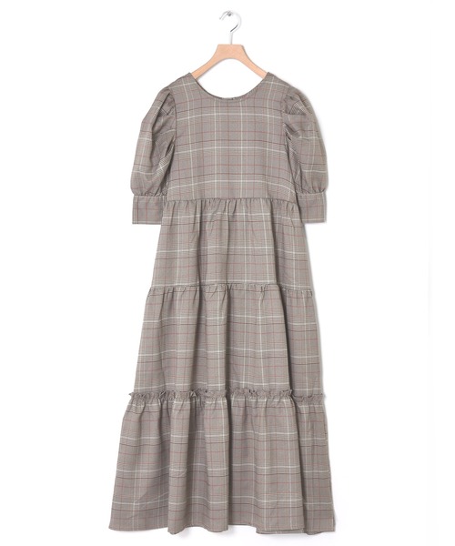Alley by w closet(アリーバイダブルクローゼット)の「【Alley】チェックティアードワンピース(ワンピース・レディース・ダークブラウン/ベージュ/ブラウン/グレー・FREE)」の1枚目の写真