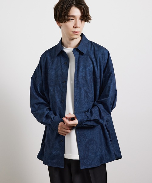 JUNRED(ジュンレッド)の「オーバーサイズペイズリーシャツ(シャツ/ブラウス・メンズ・ブラック/ネイビー/ブルー系その他4・M/L)」の3枚目の写真