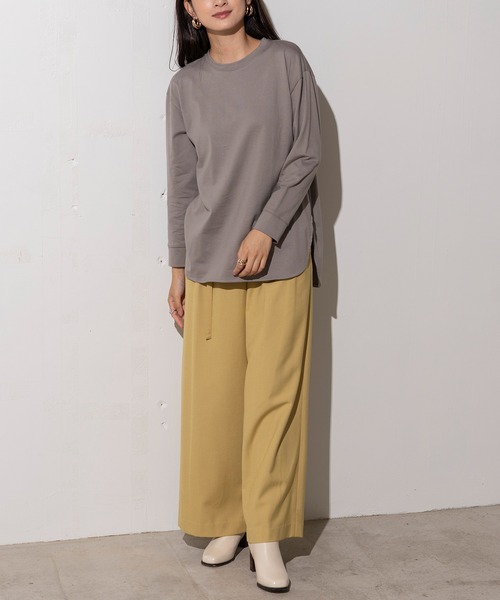 EUCLAID(エウクレイド)の「シャツテールロングスリーブTシャツ(Tシャツ/カットソー・レディース・チャコールグレー/グレー/オフホワイト・FREE)」の13枚目の写真