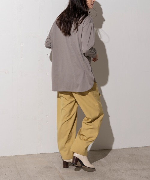 EUCLAID(エウクレイド)の「シャツテールロングスリーブTシャツ(Tシャツ/カットソー・レディース・チャコールグレー/グレー/オフホワイト・FREE)」の11枚目の写真