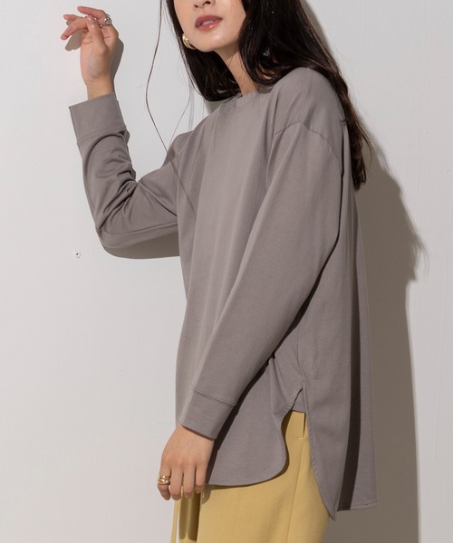 EUCLAID(エウクレイド)の「シャツテールロングスリーブTシャツ(Tシャツ/カットソー・レディース・チャコールグレー/グレー/オフホワイト・FREE)」の15枚目の写真