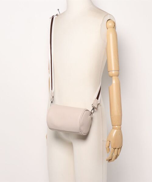 minia（ミニア）の「ミニドラムショルダーバッグ＜ライン太ストラップとPUストラップ付き2WAY＞　◆（ショルダーバッグ・レディース・ブラウン/アイボリー/ブラック・FREE）」の5枚目の写真