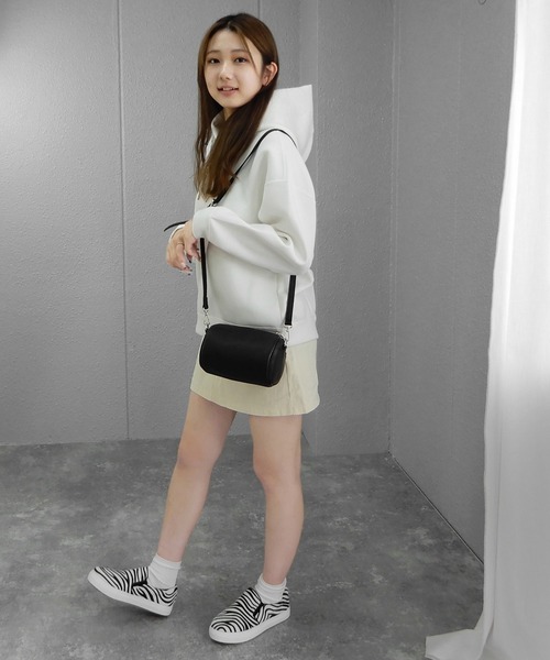 minia（ミニア）の「ミニドラムショルダーバッグ＜ライン太ストラップとPUストラップ付き2WAY＞　◆（ショルダーバッグ・レディース・ブラウン/アイボリー/ブラック・FREE）」の19枚目の写真