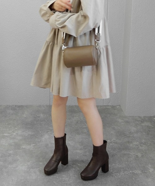 minia（ミニア）の「ミニドラムショルダーバッグ＜ライン太ストラップとPUストラップ付き2WAY＞　◆（ショルダーバッグ・レディース・ブラウン/アイボリー/ブラック・FREE）」の22枚目の写真