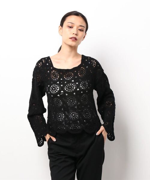 KOBE LETTUCE（コウベレタス）の「かぎ針編み長袖プルオーバー[C5779]（その他トップス・レディース・ブラック/ベージュ・FREE）」の5枚目の写真