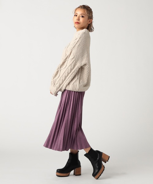 CECIL McBEE(セシルマクビー)の「スエードポンチプリーツスカート(スカート・レディース・グレイッシュベージュ/パープル/アイボリー・LARGE/MEDIUM)」の10枚目の写真