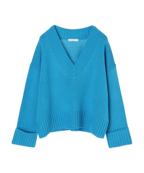 Green　Parks（グリーンパークス）の「厚みショート丈Vネックプルオーバー＊（ニット/セーター・レディース・ブルー/オレンジ/グレー/ブラック/アイボリー・FREE）」の17枚目の写真