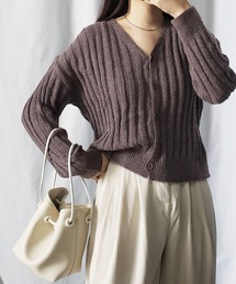 【 新色追加/7色展開 】ウールタッチリブニットカーディガン