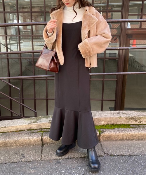 one after another NICE CLAUP(ワンアフターアナザーナイスクラップ)の「WEB限定 着回し万能なマーメイドキャミワンピース(ワンピース・レディース・ブラック/ベージュ/ブラウン系その他/モカ/グレー系その他/チェック/パープル系その他・FREE)」の14枚目の写真