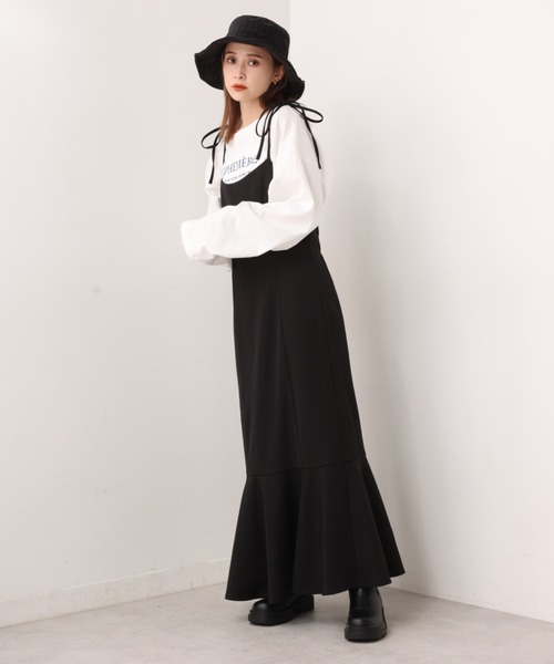 one after another NICE CLAUP(ワンアフターアナザーナイスクラップ)の「WEB限定 着回し万能なマーメイドキャミワンピース(ワンピース・レディース・ブラック/ベージュ/ブラウン系その他/モカ/グレー系その他/チェック/パープル系その他・FREE)」の10枚目の写真