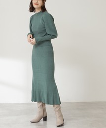 N.（N. Natural Beauty Basic） | ◆ボトルネックパワーショルダーニットセットアップ(ワンピース)