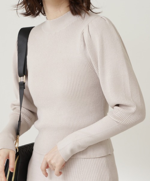 N.（N. Natural Beauty Basic）（エヌエヌナチュラルビューティーベーシック）の「◆ボトルネックパワーショルダーニットセットアップ（ワンピース・レディース・モカ/グリーン/クリーム・MEDIUM）」の13枚目の写真