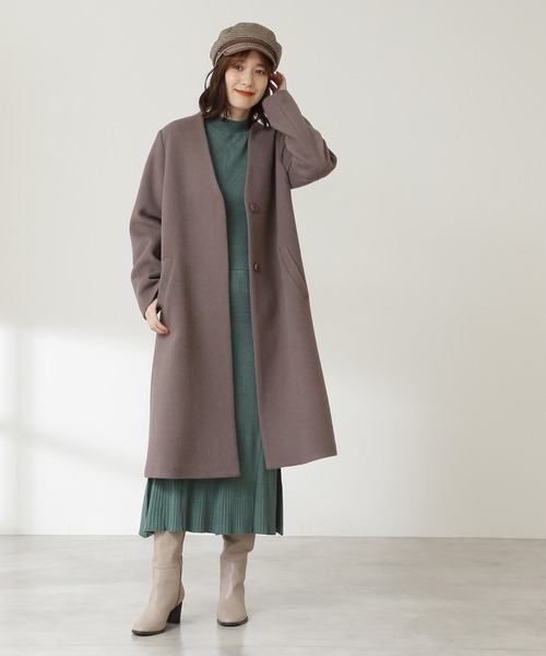 N.（N. Natural Beauty Basic）（エヌエヌナチュラルビューティーベーシック）の「◆ボトルネックパワーショルダーニットセットアップ（ワンピース・レディース・モカ/グリーン/クリーム・MEDIUM）」の10枚目の写真