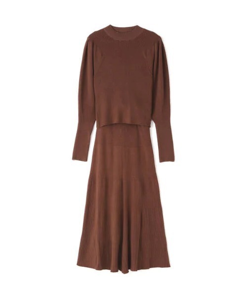 N.（N. Natural Beauty Basic）（エヌエヌナチュラルビューティーベーシック）の「◆ボトルネックパワーショルダーニットセットアップ（ワンピース・レディース・モカ/グリーン/クリーム・MEDIUM）」の15枚目の写真