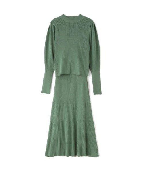 N.（N. Natural Beauty Basic）（エヌエヌナチュラルビューティーベーシック）の「◆ボトルネックパワーショルダーニットセットアップ（ワンピース・レディース・モカ/グリーン/クリーム・MEDIUM）」の20枚目の写真