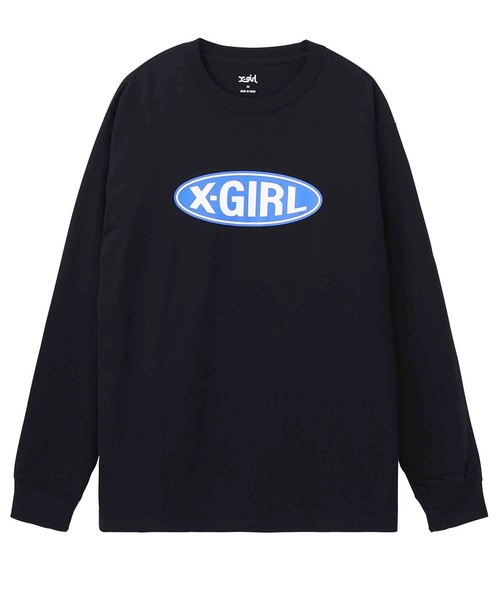 X-girl（エックスガール）の「BASIC OVAL LOGO L/S TEE（Tシャツ/カットソー・レディース・ライトブルー/ブラック/ホワイト・L/M/XL/S）」の8枚目の写真