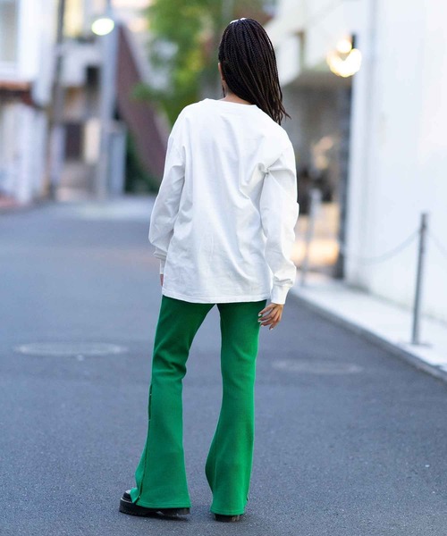 X-girl（エックスガール）の「BASIC OVAL LOGO L/S TEE（Tシャツ/カットソー・レディース・ライトブルー/ブラック/ホワイト・L/M/XL/S）」の5枚目の写真