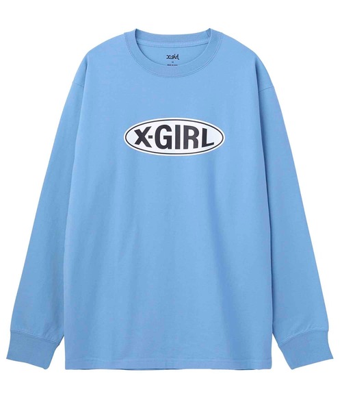 X-girl（エックスガール）の「BASIC OVAL LOGO L/S TEE（Tシャツ/カットソー・レディース・ライトブルー/ブラック/ホワイト・L/M/XL/S）」の17枚目の写真