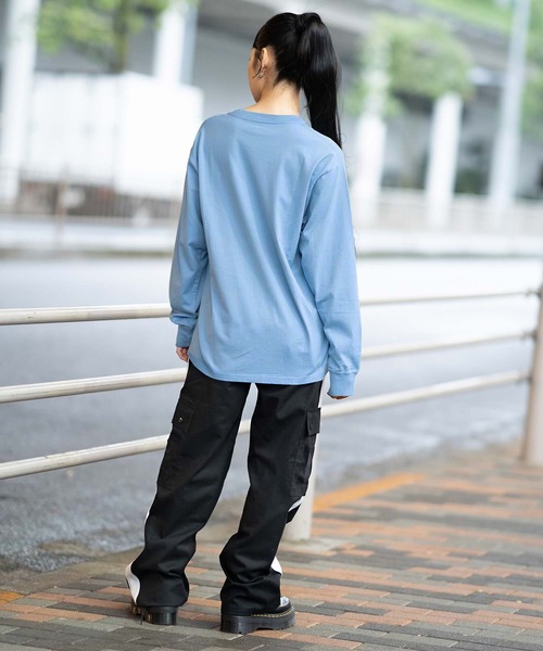 X-girl（エックスガール）の「BASIC OVAL LOGO L/S TEE（Tシャツ/カットソー・レディース・ライトブルー/ブラック/ホワイト・L/M/XL/S）」の16枚目の写真