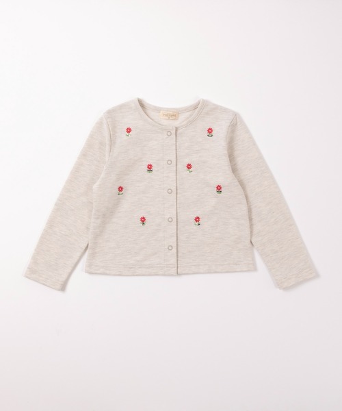 trois lapins kp（トロワラパンケーピー）の「お花刺しゅうの裏毛カーディガン(100-130cm)（カーディガン/ボレロ・キッズ・レッド/オートミール/ライム・130cm/110cm/100cm/120cm）」の2枚目の写真