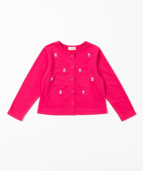 trois lapins kp（トロワラパンケーピー）の「お花刺しゅうの裏毛カーディガン(100-130cm)（カーディガン/ボレロ・キッズ・レッド/オートミール/ライム・130cm/110cm/100cm/120cm）」の3枚目の写真
